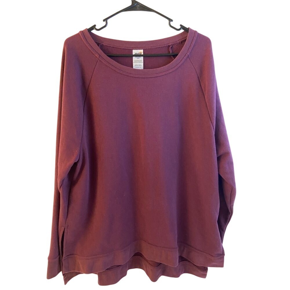 Avia Sweatshirt XXL 20 Burgundy Raglan Thumbhole Pullover Womens